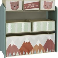 Organizador de Juguetes para Niños Estantería para Juguetes con 6 Cajas de Tela no Tejida Extraíbles 63x30x66 cm Verde