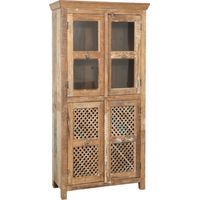 Vitrina de madera maciza reciclada con acabado envejecido