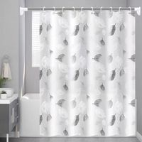 Rideau de douche imperméable 180 x 200 cm – Motif botanique géométrique – Crochets inclus – Œillets métalliques