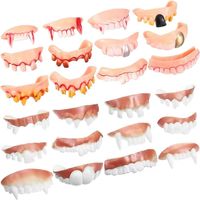 24 fausses dents pour Halloween, dents moches et amusantes, fausses dents de fête-7.5X4.5CM