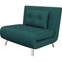 HOMCOM Poltrona Letto Singolo 3in1 in Velluto Schienale Reclinabile Verde Scuro