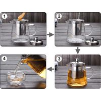 Teekanne aus Glas mit herausnehmbarem Edelstahlfilter zur Zubereitung von losem Tee und Blütentee