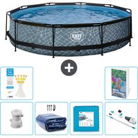 Exit Pool Rund - Steinoptik - 360x76 cm - 7-teilig S319