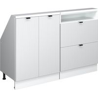 Mobile cucina sottotetto R-Line, Ondulazione bianca, 120 cm Set di 2, Vicco