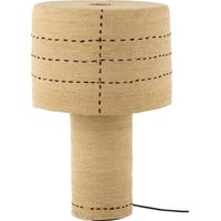 Lampe jonc de mer naturel et noir motif lignes et points - Naturel jonc de mer noir