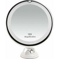 LED Lighted Cosmetic Mirror with 10x Magnification, 2 Brightness Levels and Suction Cup, 360° Swivel, Vanity Mirror Vanity Mirror with Anti-Glare Lighting for Home and On-the-go