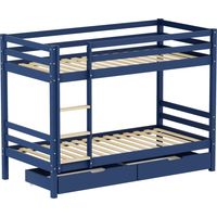 Kinder-Etagenbett 190x90cm dunkelblau mit Schubladen AMBRE