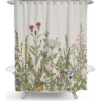 Ahlsen Rideau de douche avec 12 anneaux pour la fixation, 180x200 cm, plantes vertes(A)