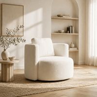 Runder Sessel Farn aus cremefarbenem Bouclé