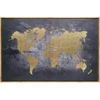 Toile Imprimée "Monde" 58x88cm Noir & Or