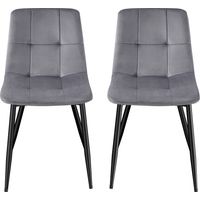 Vasagle – Lot de 2 chaises rembourrées en velours gris – Pieds réglables pour tous types de sols – Dossier ergonomique pour confort optimal