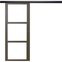 Puerta corredera marrón Ral7006 Acristalamiento transparente H204 x L83 + Riel de aluminio Listón negro
