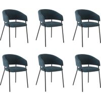 Lot de 6 Chaises de Salle à Manger, Pieds en Métal, Avec Dossier, Style Industriel bleu foncé