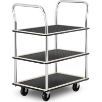 MSW – Chariot de transport à étagères 3 niveaux – Capacité 150 kg – Dimensions 72 x 43 cm – Poignées et roues pivotantes