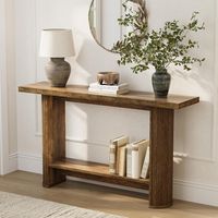 Tribesigns 55-Inch Modern Console Table, Narrow Sofa Table for Hallway, Wooden Entrance Table Behind The Couch for Living Room, Hallway, Entrance, Brown