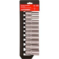 Jeu de 10 douilles longues carré 1/2" - 8 à 24 mm