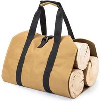 Toile Sac à Bûche Cheminée,Grande Capacité Toile Sac à Bûche Sac De Transport De Bûches En Toile Résistant à Eau Toile Bois De Chauffage Sac à Bûches Pliant pour Intérieur Cheminée Jardin