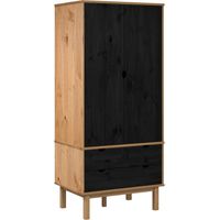 vidaXL Wardrobe OTTA Black 76.5 x 53 x 172 cm Solid Pine Wood