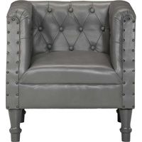 Chaise cabriolet gris cuir véritable