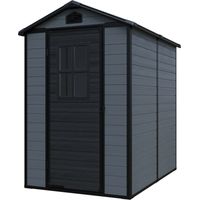 casetta da giardino domus "leonor 4x6" in resina grigio con porta battente singola 134x194x198 cm