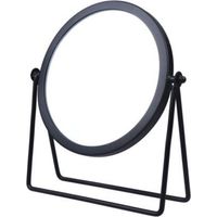 Round Round Metal Frame Swivel Makeup Mirror for Tabletop Black