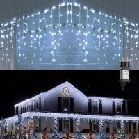 Eisregen Lichterkette Außen, 10M 300 LED Anschließbar Lichterkette Außen, Weihnachtsbeleuchtung Außen IP65 Wasserdicht Timer, 8Modi Lichterkette für Weihnachtsdeko Aussen Innen- Warmweiß