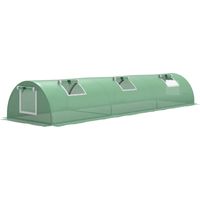Invernadero Pequeño para Cultivo de Plantas con 5 Ventanas Marco de Acero y Cubierta de PE Anti-UV 300x80x45 cm Verde