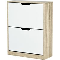 Scarpiera Salvaspazio Slim 2 Cassetti 8 Paia Scarpe 62.5x26x81 cm Legno Bianco