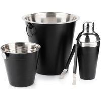 Set da bar con shaker, acciaio, nero, 4 pezzi.