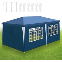 Randaco Tenda riparo da esterno 3x6 m Blu da giardino, protezione solare con pareti e tetto in PE