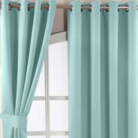 HOMESCAPES Pastel Blue Herringbone Chevron Blackout Thermal Curtains Pair Eyelet Style, 45x72"