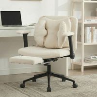 Chaise bureau pivotante hauteur réglable repose-pieds charge 150kg accoudoirs roulettes beige gaming 80x53x86-96cm siège confort