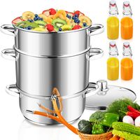 Randaco Centrifugeuse à vapeur 8 L en acier inoxydable avec 4 bouteilles à bouchon mécanique – Centrifugeuse pour fruits et légumes, Ø 26 cm, lavable au lave-vaisselle, compatible avec tous les types