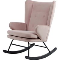 Fauteuil à bascule velours rose poudré style rétro - rose poudré velours