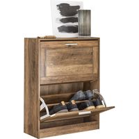 Sobuy – Meuble à chaussures 60x23x79 cm – FSR137F – 2 abattants avec séparateurs réglables – Panneaux E1 résistant aux éraflures