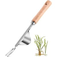 Manual Weeder Puller Tool, Weed Remover Mower Tool, Wooden Hand & Y-shaped Stainless Steel Shovel Mouth Design, Weeder Shovel for Garden/Lawn/Yard Transplant