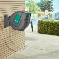 Vonroc – Enrouleur tuyau arrosage automatique 35m – Rotation 180° – Fixation murale – Système d'enroulage automatique – Tuyau Premium 3 couches