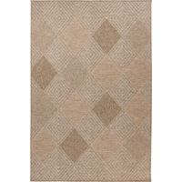 Tapis naturel à motifs losanges robuste et déperlant - 170 x 120 cm