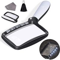 Ahlsen Loupe de Lecture rectangulaire avec 5 lumières à LED, loupe de Lecture Grand Format 3X avec LED à Gradation pour Les Personnes âgées, journaux, Livres, Petits caractères