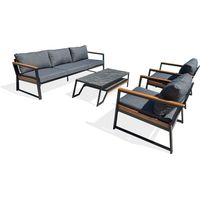 TADEO - Conjunto de muebles de jardín bajos de 5 plazas - Negro - REMARQUABLE