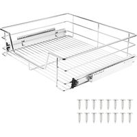 Skecten – Panier de rangement télescopique en métal chromé 56 cm – Dimensions 56 x 44 x 14 cm – Charge max 12 kg – Pour placards et meubles