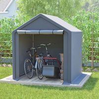 BIRCHTREE Outdoor Garden Storage Tent Bike Motorcycle Carport Shed Shelter Steel Frame 6.2X5.6FT Dark Grey