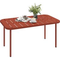 Mesa de centro de jardín de acero galvanizado – Tablero de listones – Esquinas redondeadas – 90 x 50 x 43 cm – Roja
