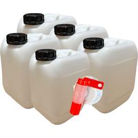 Negomix – Lot de 5 jerricans en plastique 5L – Bouchon hermétique – Poignée ergonomique – Résistant aux produits chimiques