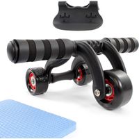 LUXTRI Bauchroller mit Kniematte 320 x 23 x 120 mm, Ab Roller mit 3 Rädern, Bauchmuskeltrainer zur Stärkung des Oberkörpers, Bauchroller, Ab Wheel Workout