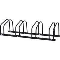 Aparcamiento para 4 Bicicletas Soporte de Acero para Aparcar Bicicletas en el Suelo o Pared 110x33x27 cm Negro