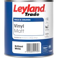 Leyland Trade Vinyl Matt Emulsion Paint - Brilliant White - 1L
