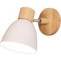 GROOFOO Applique Murale Industrielle Vintage 15CM Lampe Murale Réglable en Bois Métal Rétro E27 Luminaire Applique Interieur pour Chambre Salon Couloir Restaurant (1 Pack,Blanc)