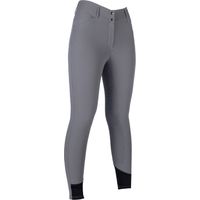 Pantaloni donna estivi da equitazione vita alta con silicone totale e caviglie elasticizzate modello Essentials Tampa: 40 IT, Grigio