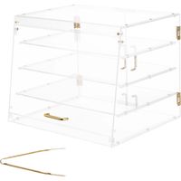 Mophorn Présentoir à pâtisserie, vitrine commerciale à 4 niveaux en acrylique transparent pour pains, beignets, croissants et gâteaux, avec portes magnétiques et porte relevable, 530x435x415 mm
